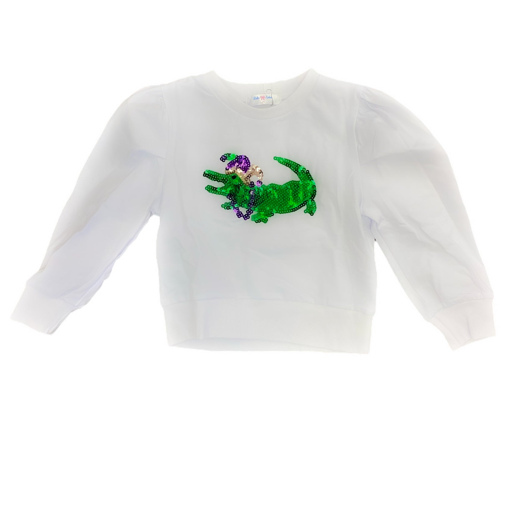 Lulu Bebe Sequin Mardi Gras Fleur de Lis Long Sleeve Shirt