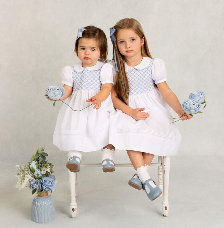 Blue & White Smocked Dress