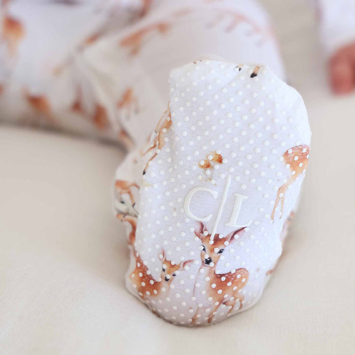 Friendly Fawns Bamboo Zipper Footie - Caden Lane
