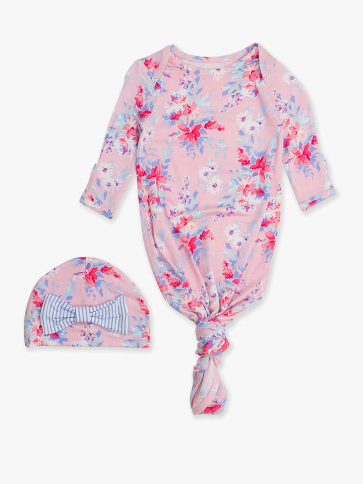 Pretty in Pink Floral Ruffle Gown & Hat Set - RuffleButts