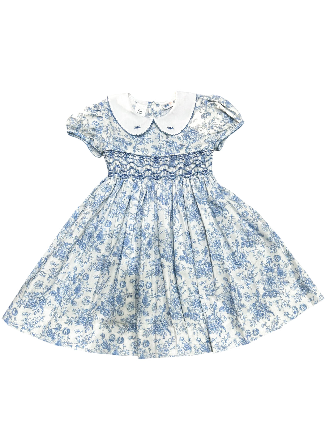 Blue Toile Smocked Dress - Lulu Bebe