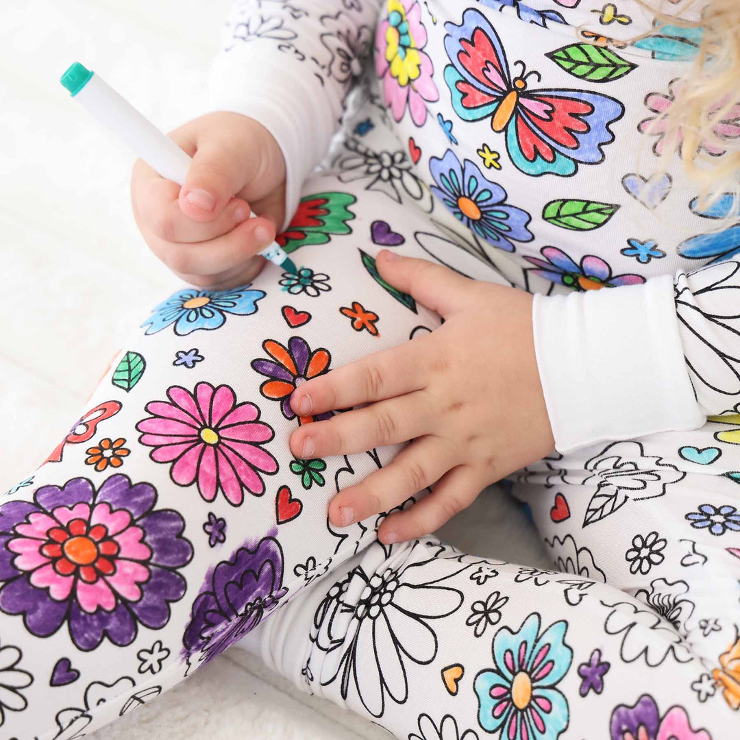 Colorable Flowers Pajama Set - Caden Lane