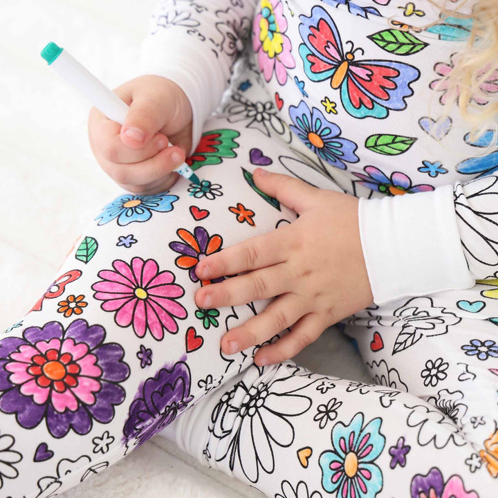 Colorable Flowers Pajama Set - Caden Lane