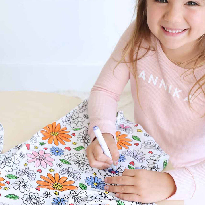 Colorable Flowers Pajama Set - Caden Lane