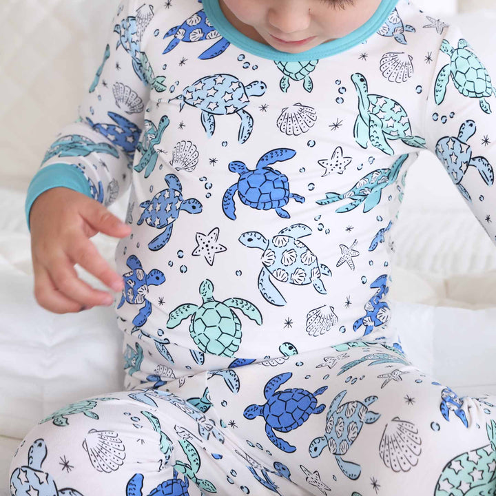 Sea Turtle Splash Pajama Set - Caden Lane