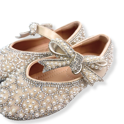 Bow Strap Jewel Pearl Pink Shoes - Doe a Dear