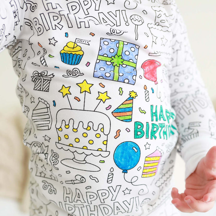 Colorable Birthday Pajama Set - Caden Lane