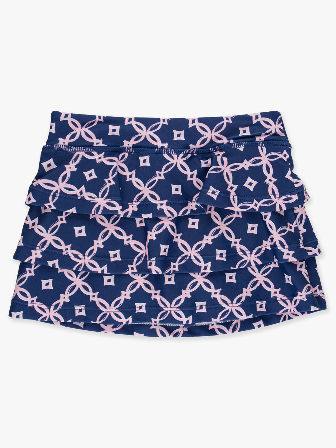 Girls Navy Coastal Charm Tiered Active Skort - RuffleButts