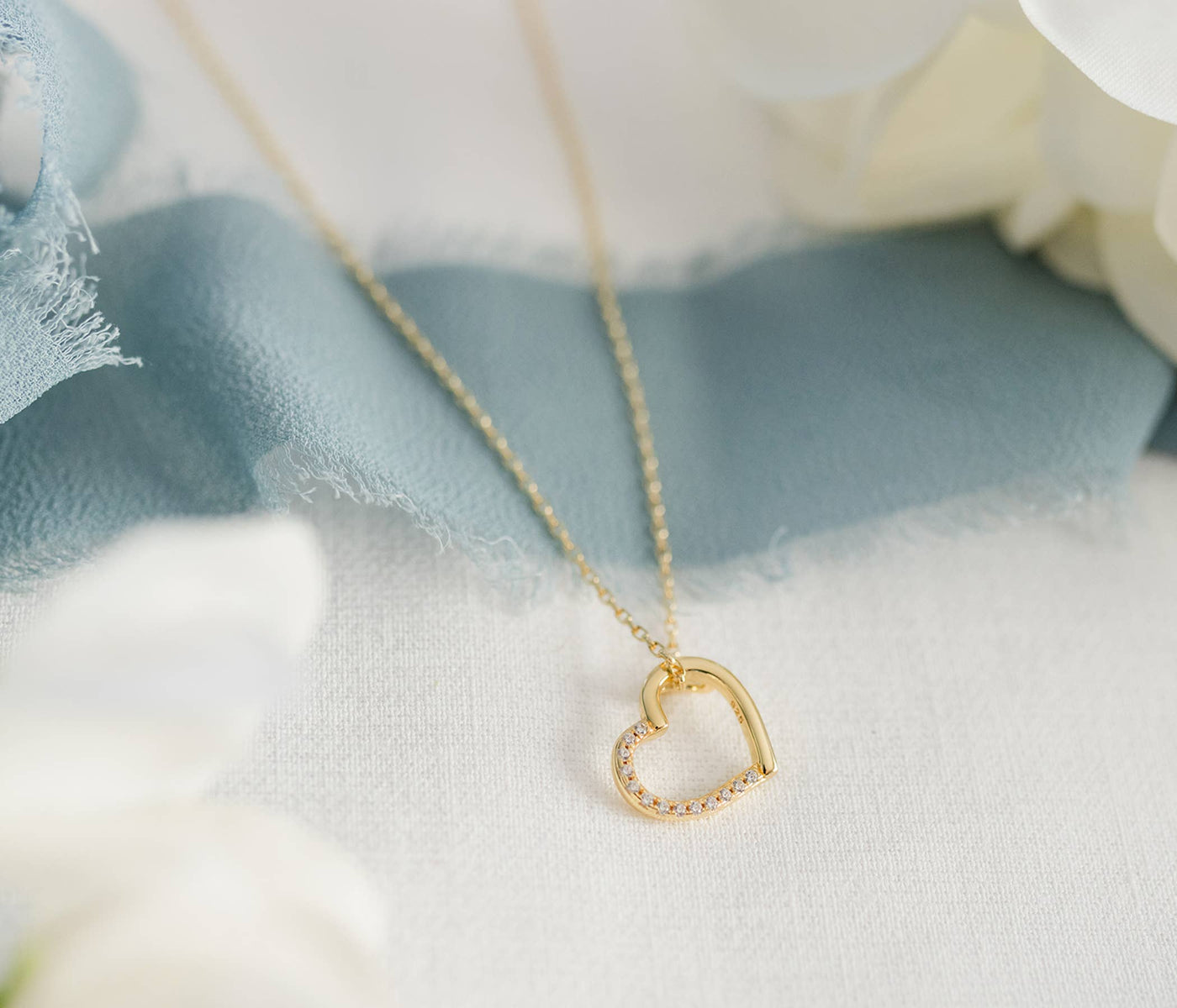 Children's 14K Gold Floating Heart Necklace for Kids: 14 inch