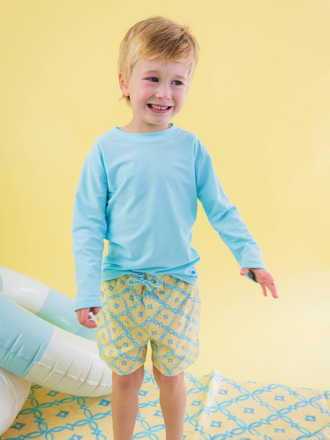 Boys Banana Coastal Charm Performance Hybrid Swim Trunks - RuffleButts