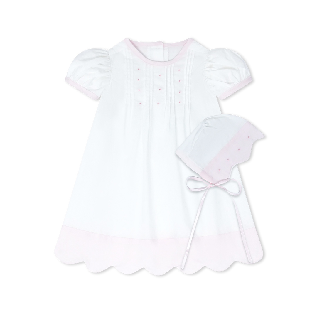 White/Pink Scallop Daygown Set - Lullaby Set