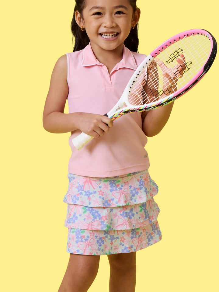 Bow Blooms Tiered Athletic Skort - RuffleButts