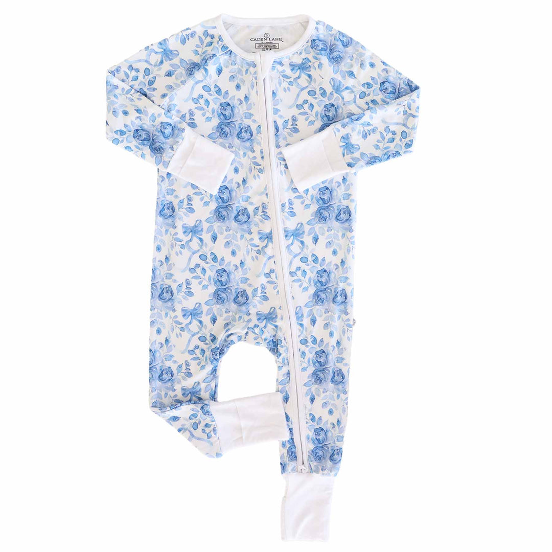 Betsy's Blue Blooms Convertible Zip Romper - Caden Lane