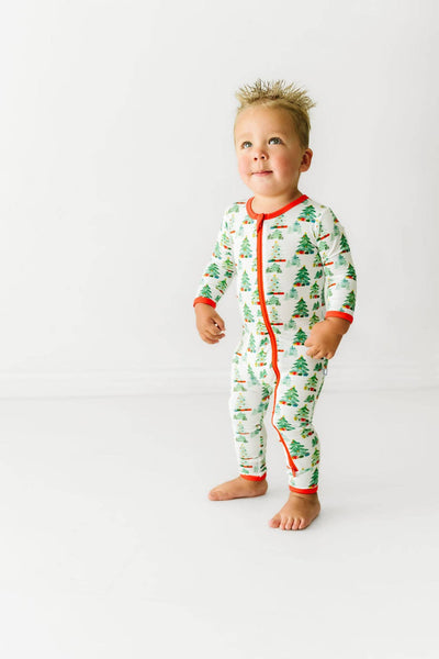 Macaron + Me Bamboo Christmas Tree Forest Romper - 9/12M