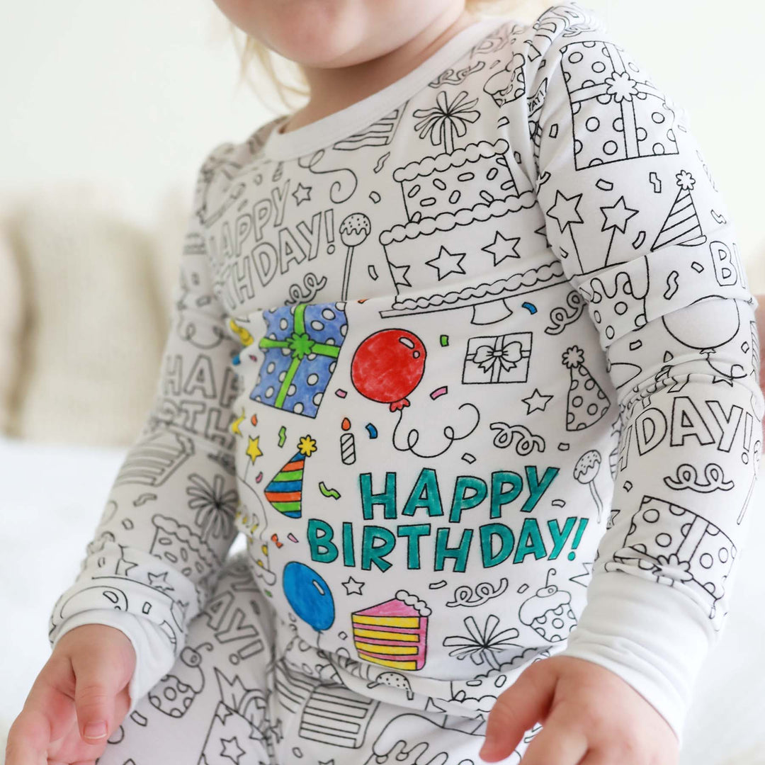 Colorable Birthday Pajama Set - Caden Lane