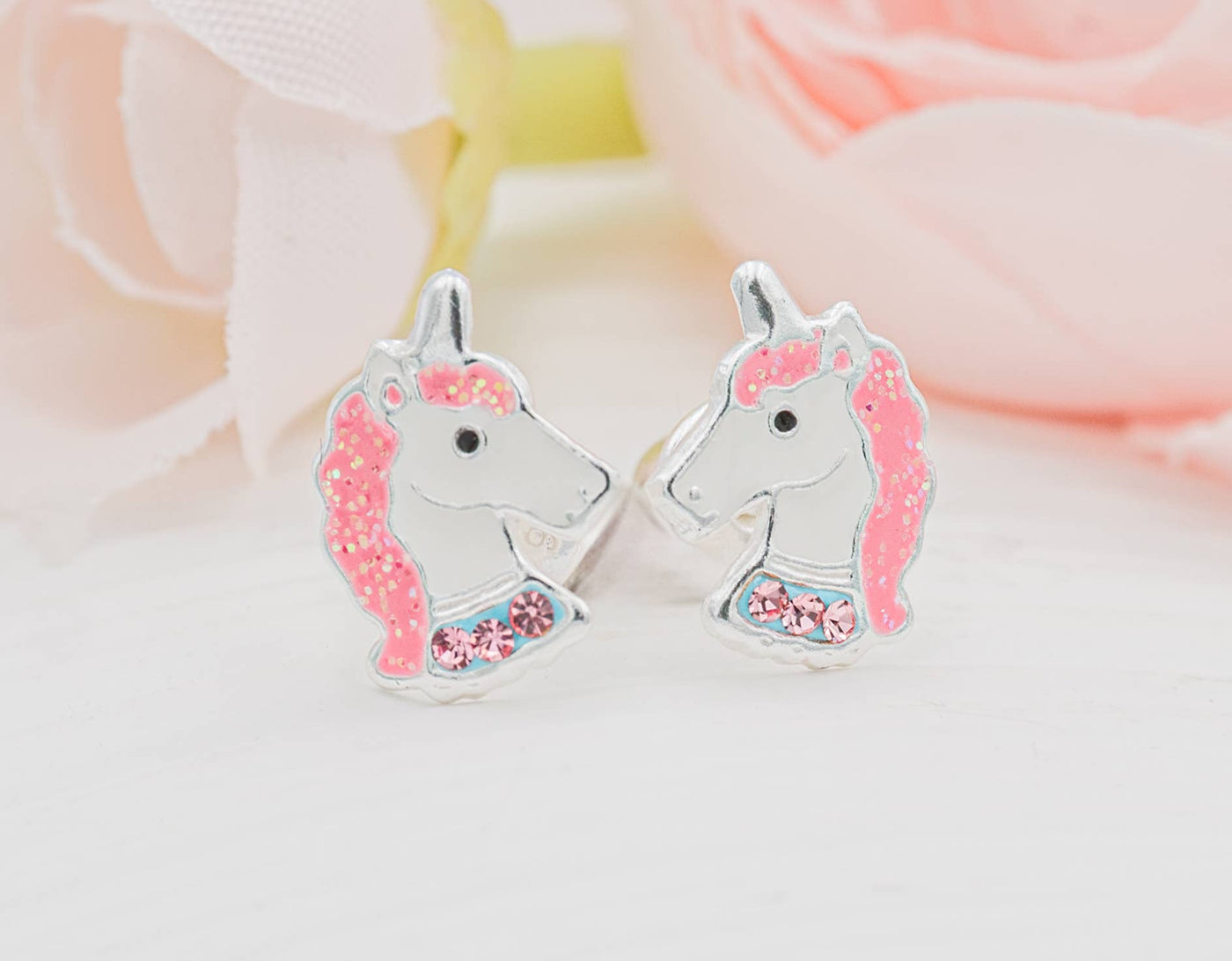Girls Sterling Silver Unicorn Screw Back Earrings - Cherished Moments