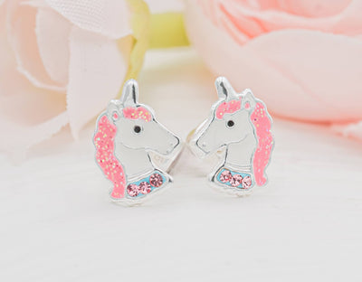 Girls Sterling Silver Unicorn Screw Back Earrings - Cherished Moments