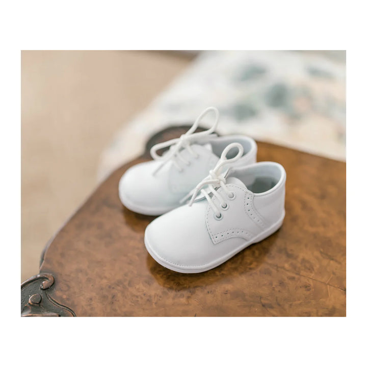 Boy's White Leather Oxford Lace Up Shoe - L'Amour