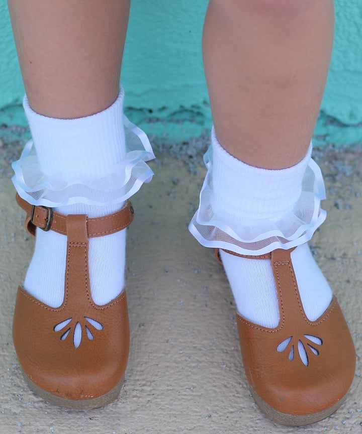 Jefferies Socks White Frilly Ruffle Turn Cuff Socks 2177
