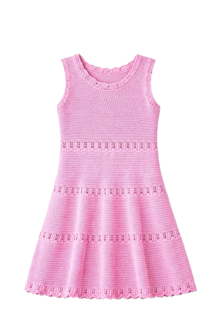 Pink Crochet Flare Swimsuit Coverup