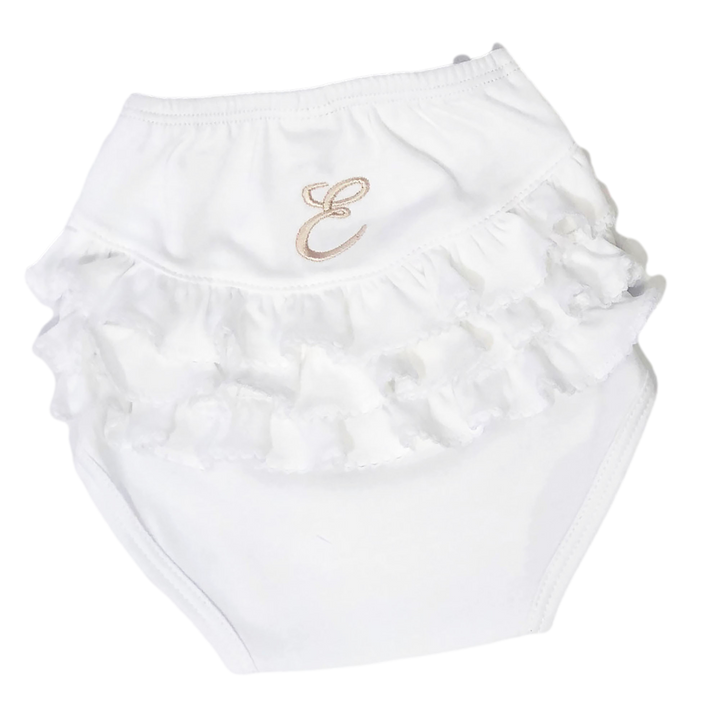 White Pima Cotton Ruffle Bloomers - Marcela