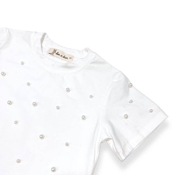 White Pearl Stud Tee - Doe a Dear