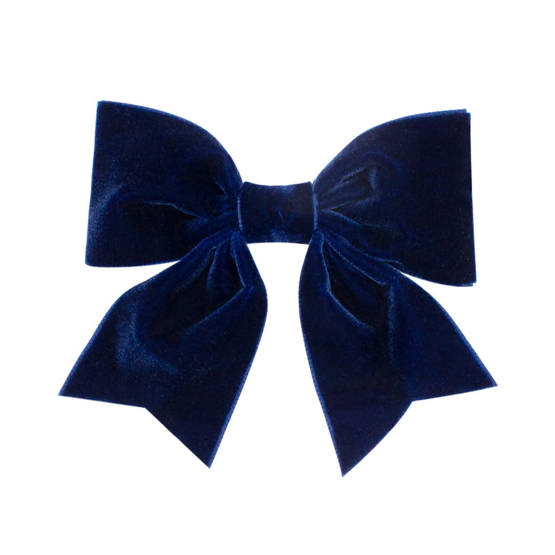 Medium Velvet Two-Loop Bow with Fancy Cut Tail - Wee Ones