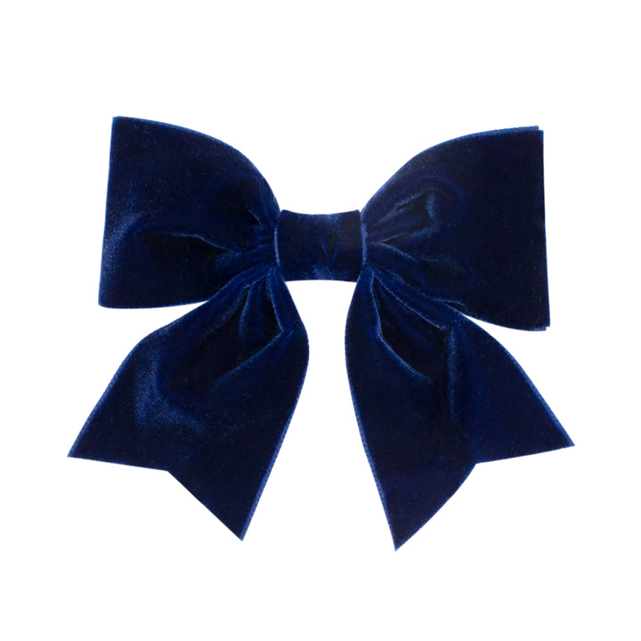 Medium Velvet Two-Loop Bow with Fancy Cut Tail - Wee Ones