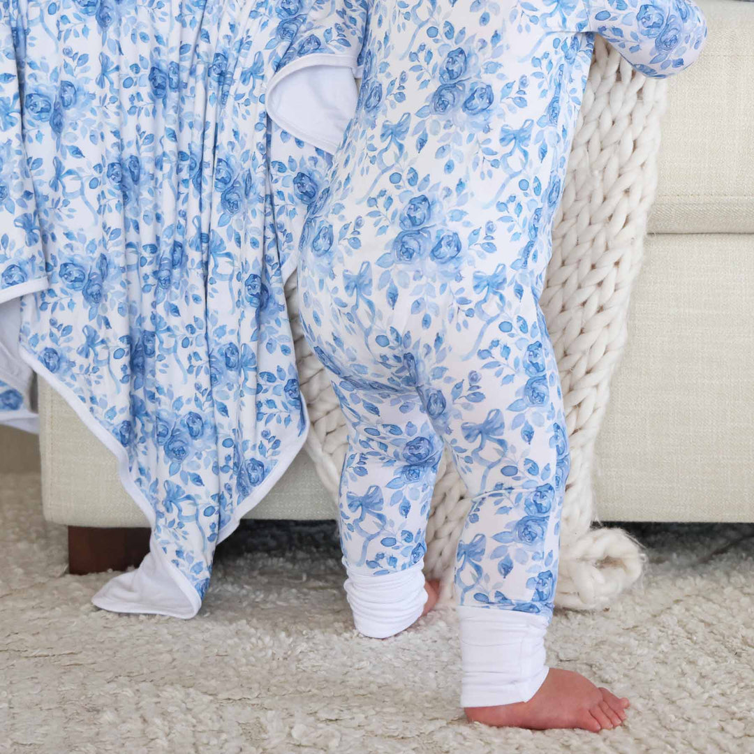 Betsy's Blue Blooms Convertible Zip Romper - Caden Lane