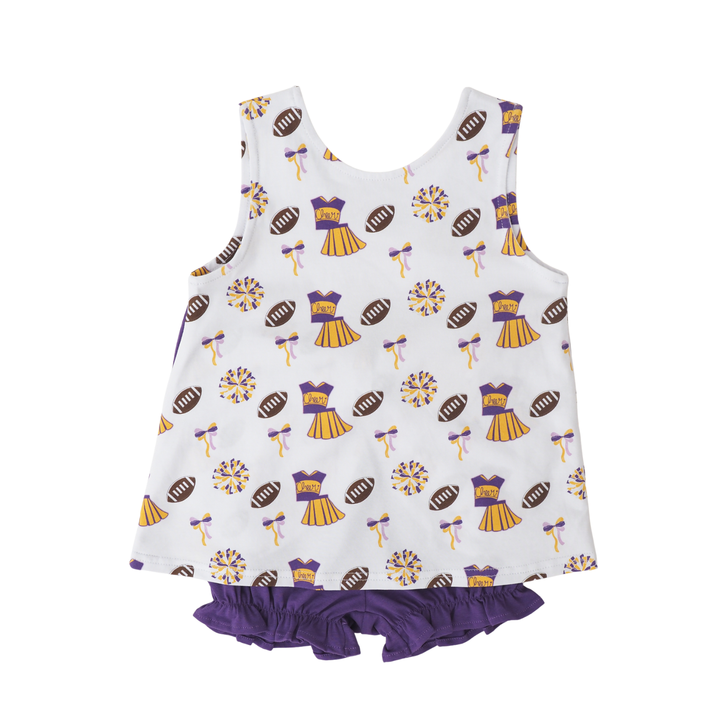 Varsity Purple Bow Back Bloomer Set - Cypress Row