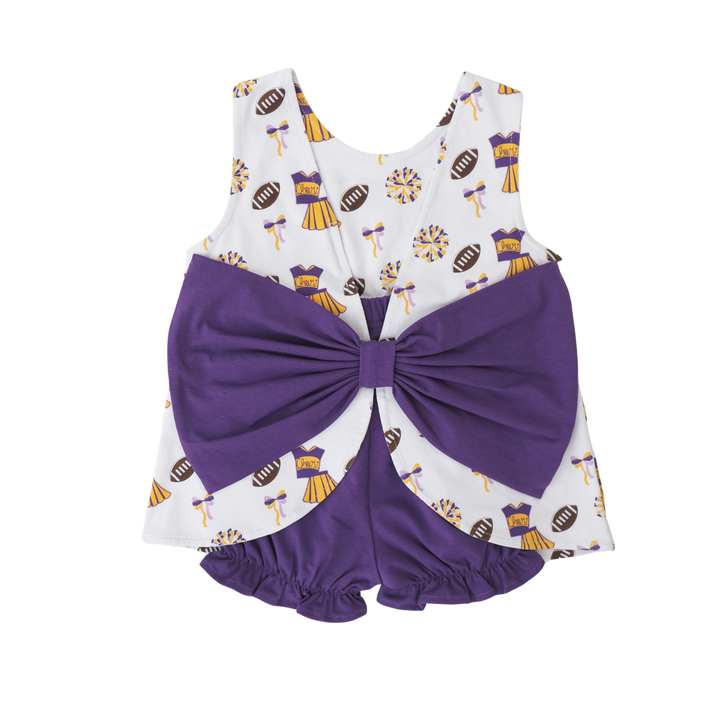 Varsity Purple Bow Back Bloomer Set - Cypress Row
