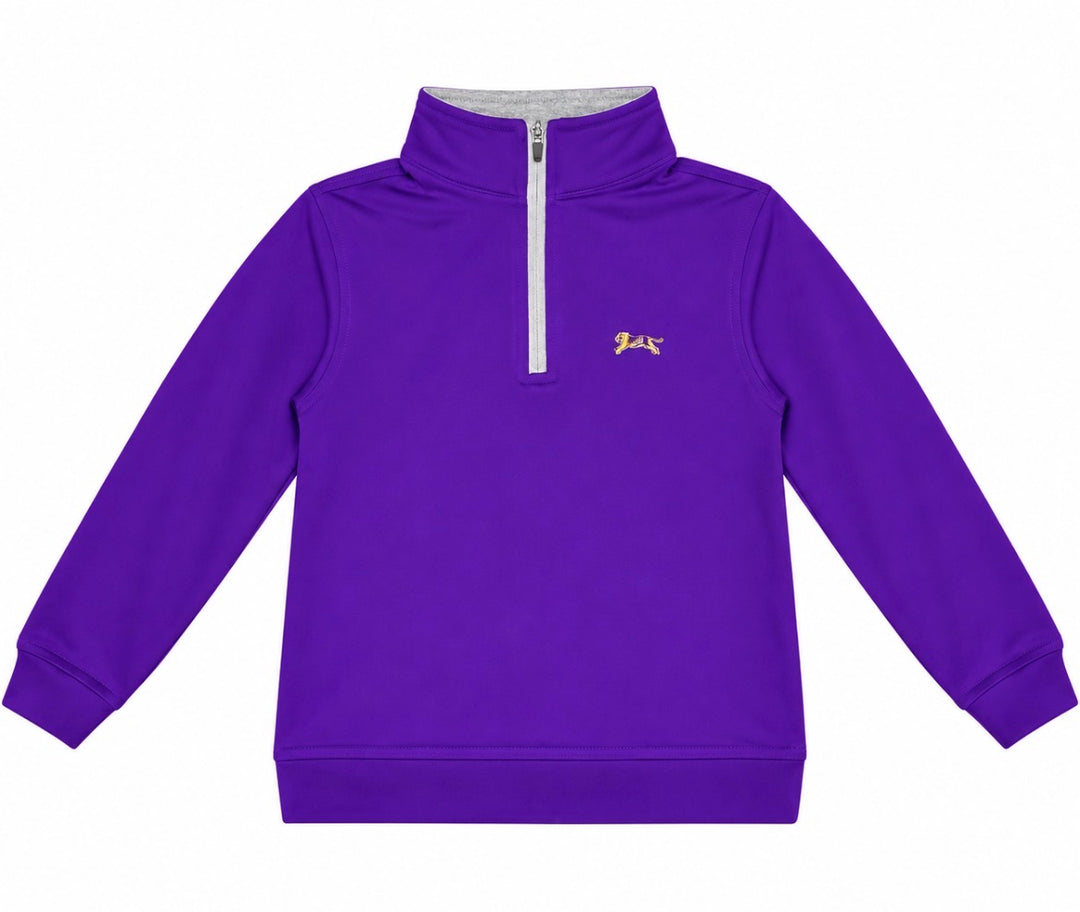 Quarter Zip with Embroidered Gold Tiger - Meripex