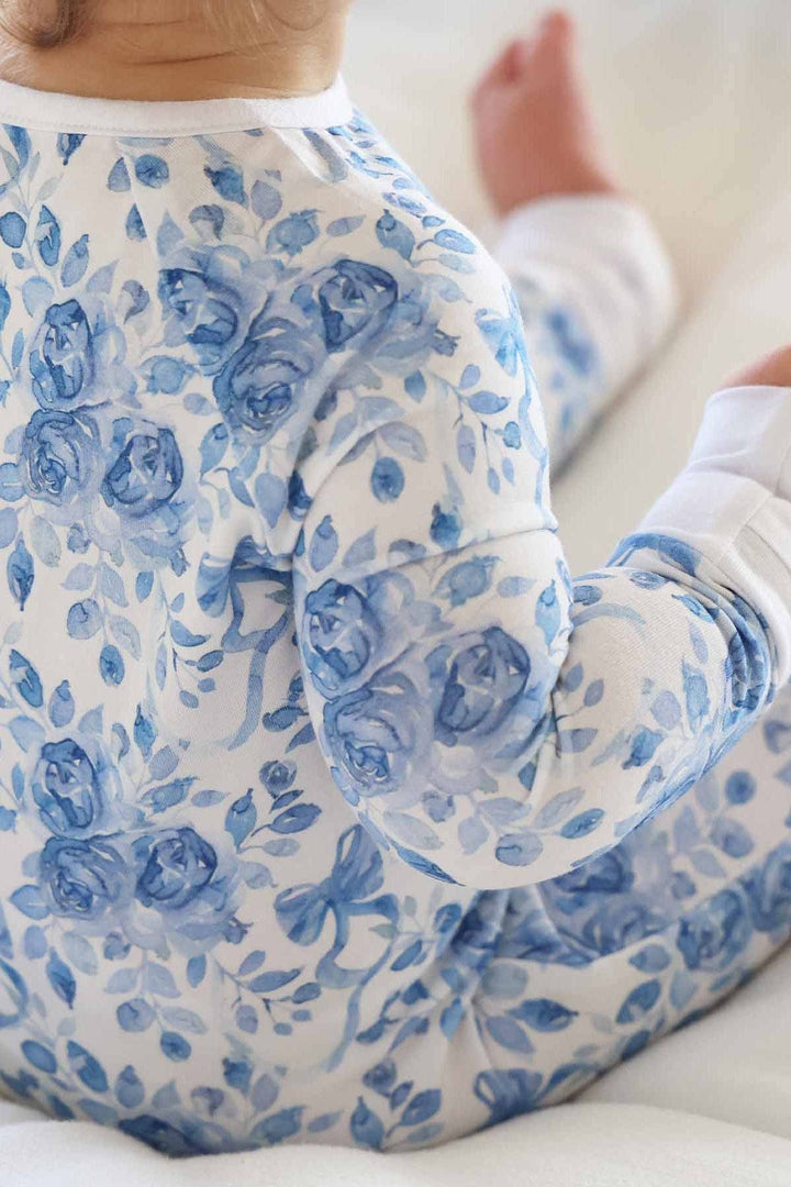 Betsy's Blue Blooms Convertible Zip Romper - Caden Lane