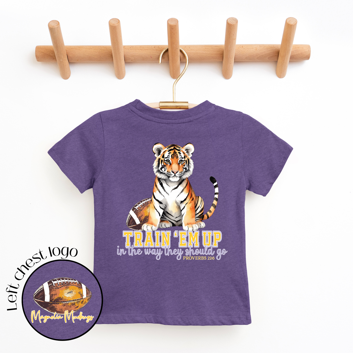 Tiger Kid's Football Tee - Magnolia Mudbugs