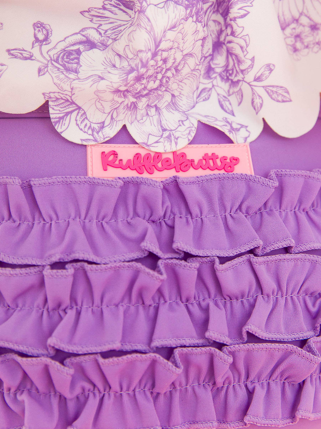 Purple Toile 2PC Rash Guard Swimsuit Set - RuffleButts
