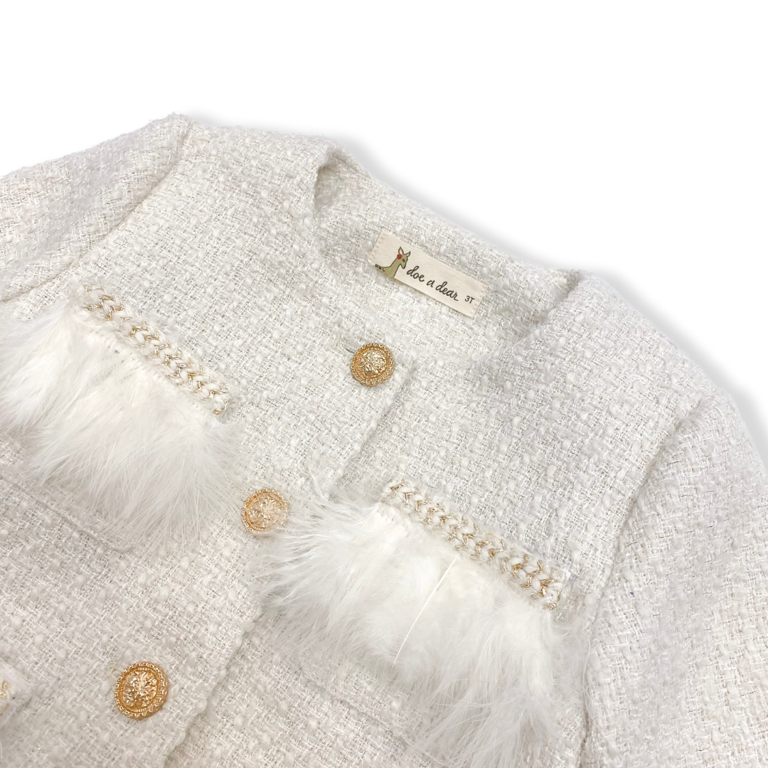 Feather Trim Tweed Dress & Jacket - Doe a Dear