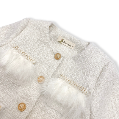 Feather Trim Tweed Dress & Jacket - Doe a Dear