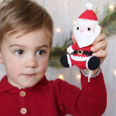 Santa Hand-Crochet Rattle: 4" Rattle - Zubles