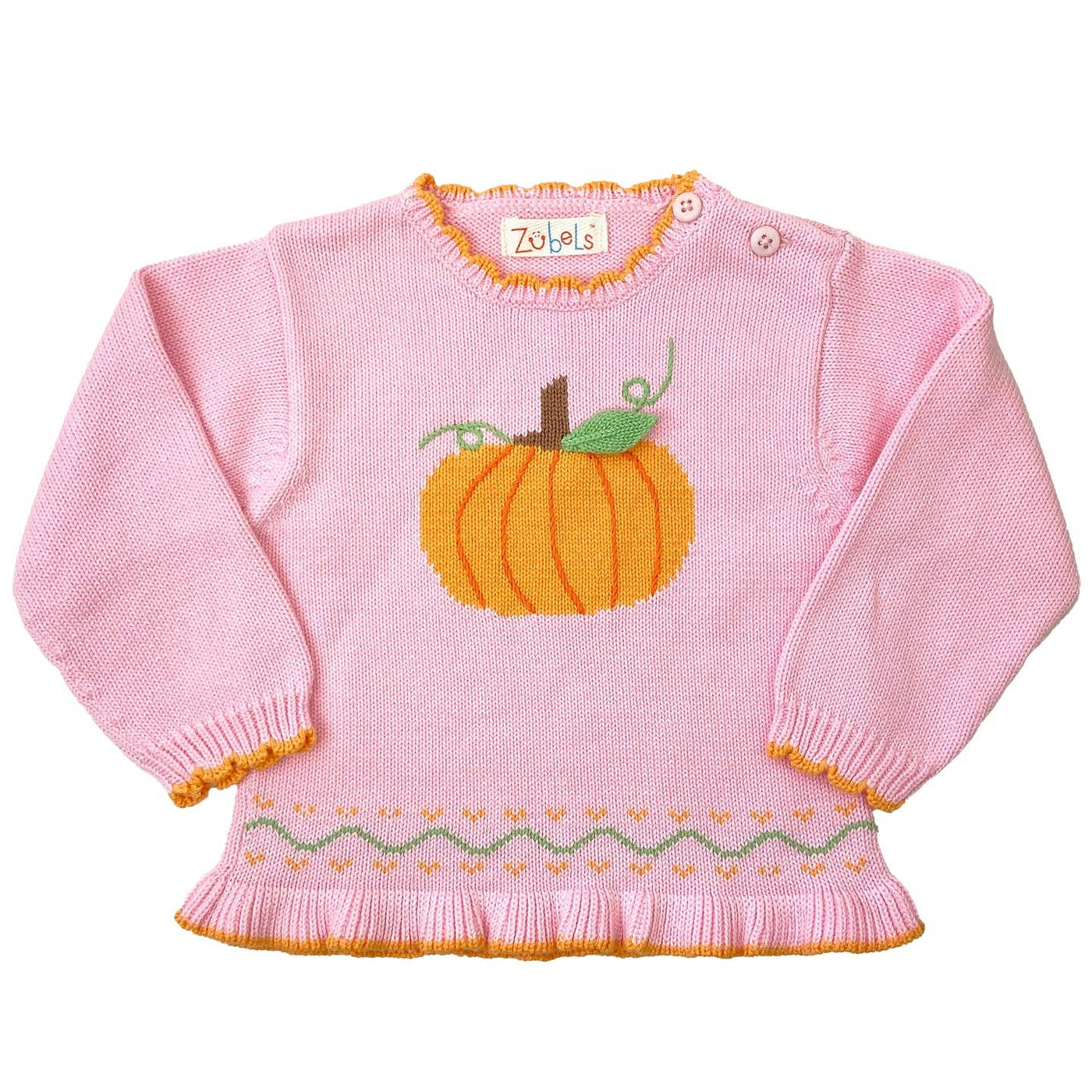 Girls Pumpkin Knit Pink Sweater - Zubles