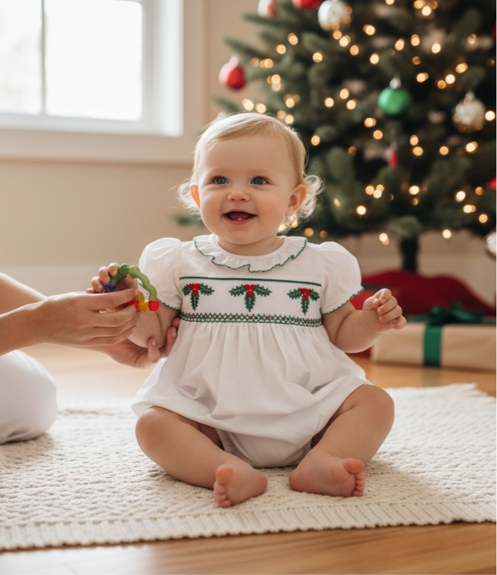 Girls Smocked Holly Collection - Lulu Bebe