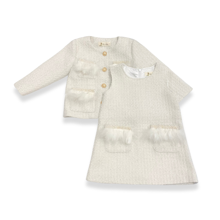 Feather Trim Tweed Dress & Jacket - Doe a Dear