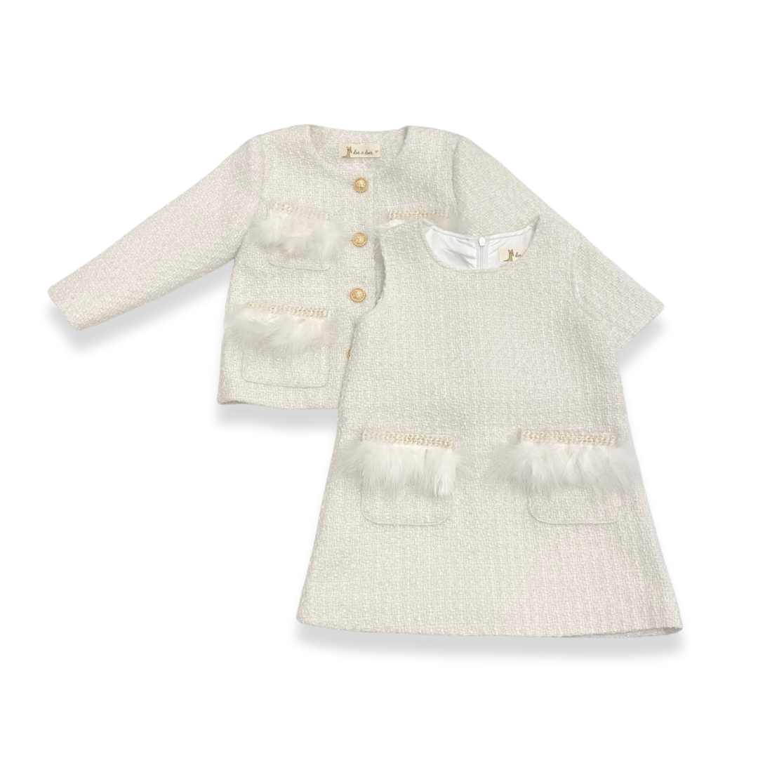 Feather Trim Tweed Dress & Jacket - Doe a Dear