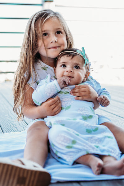 Hydrangea Layette Gown, Hat & Swaddle Set