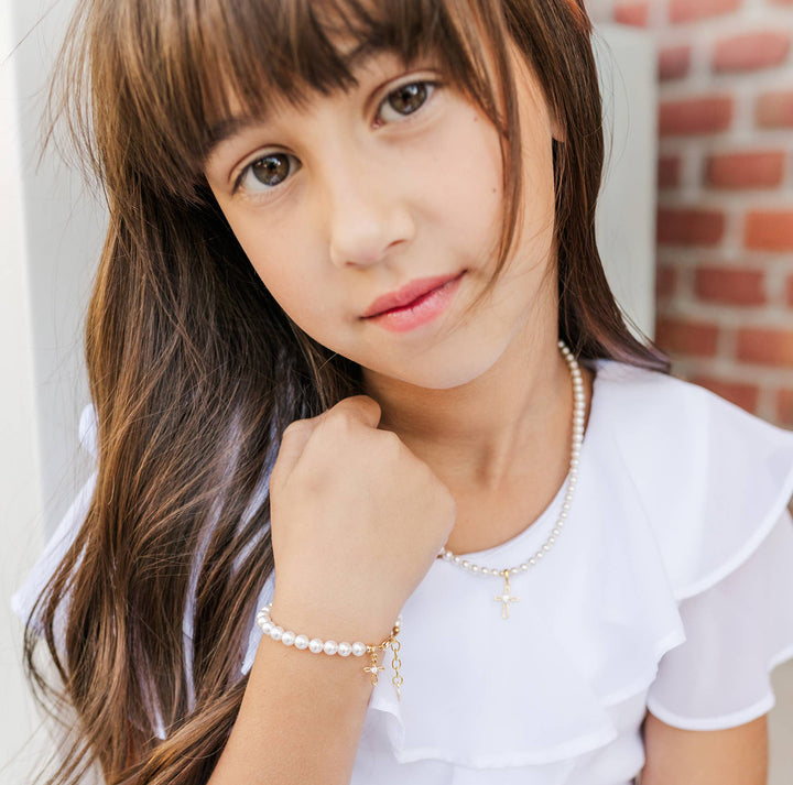 Kids 14K Gold-Plated Baptism Cross Bracelet