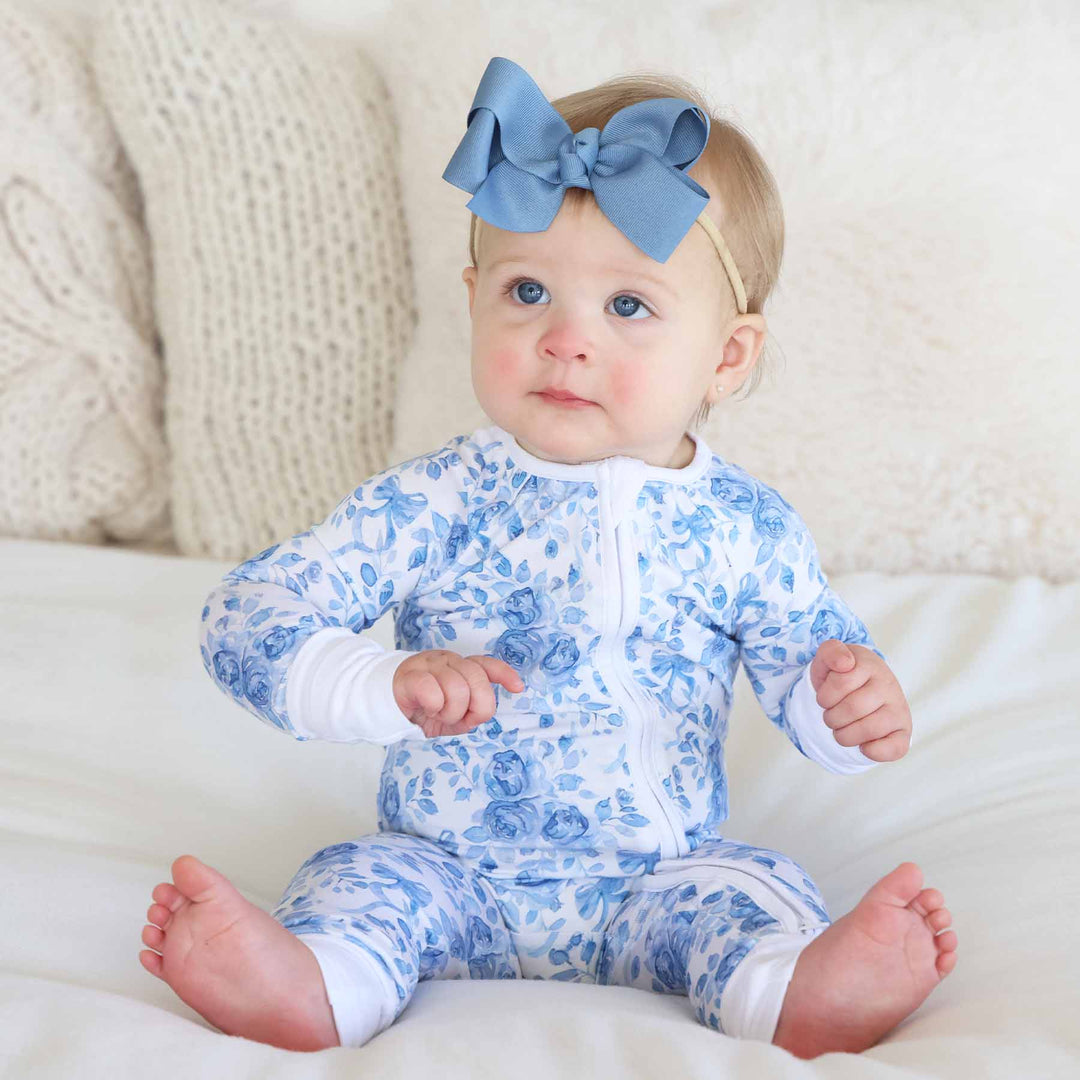 Betsy's Blue Blooms Convertible Zip Romper - Caden Lane