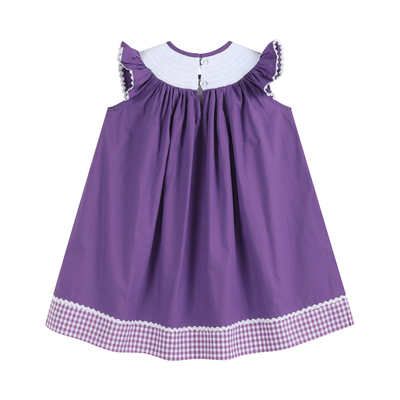 Purple and Gingham Mardi Gras Smocked Bishop Dress - Lil Cactus