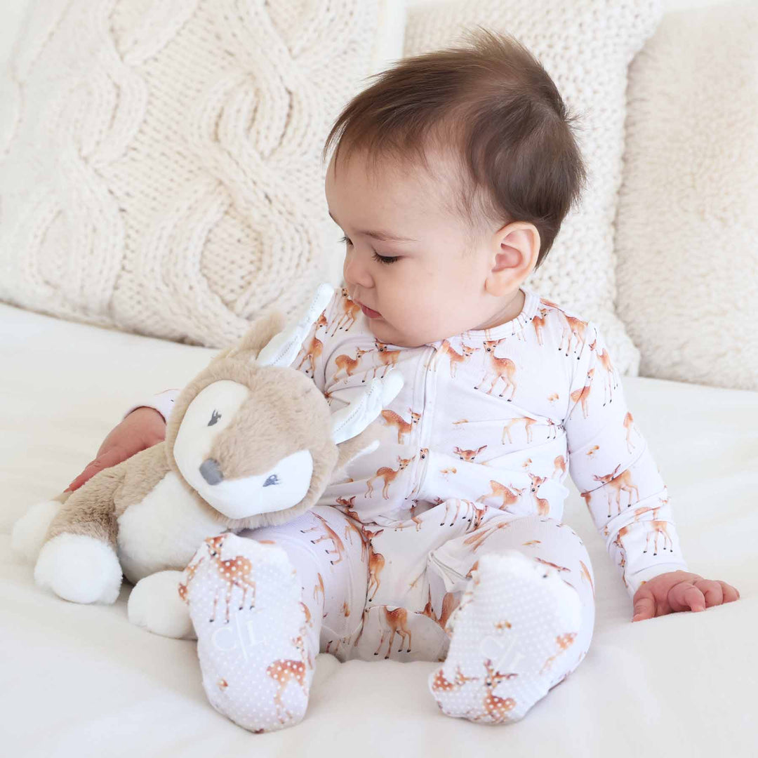 Friendly Fawns Bamboo Zipper Footie - Caden Lane