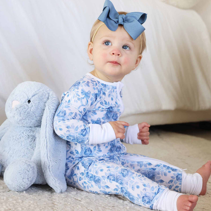 Betsy's Blue Blooms Convertible Zip Romper - Caden Lane