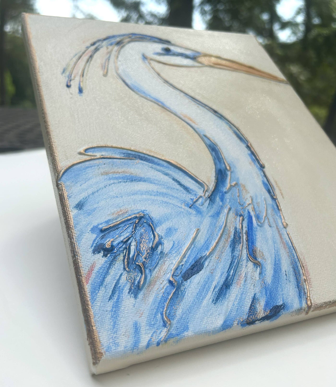 Blue Heron hand painted - Caddiwomple