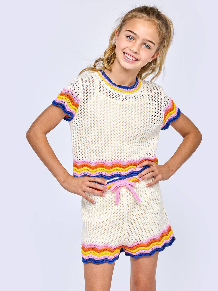 Tween Crochet Scallop Short Set - Hannah Banana